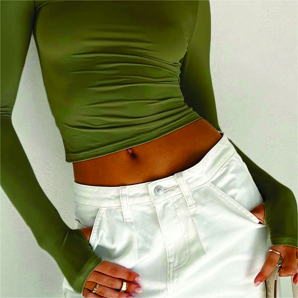 Women Long Sleeve Crop Top T-Shirts - Image 8