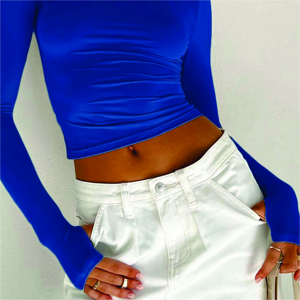 Women Long Sleeve Crop Top T-Shirts - Image 8