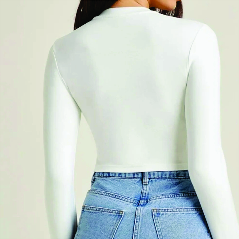 Women Long Sleeve Crop Top T-Shirts - Image 3