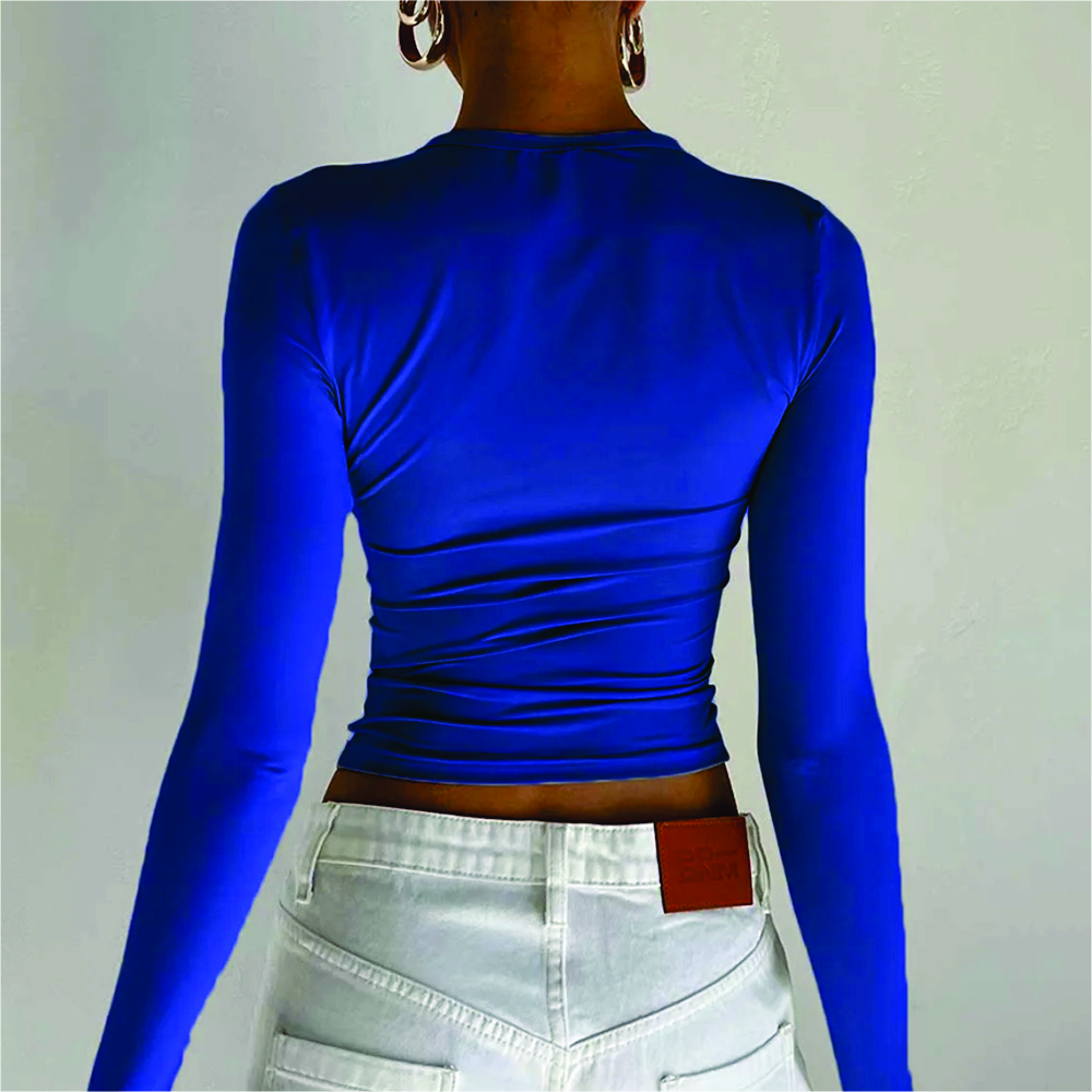 Women Long Sleeve Crop Top T-Shirts - Image 7