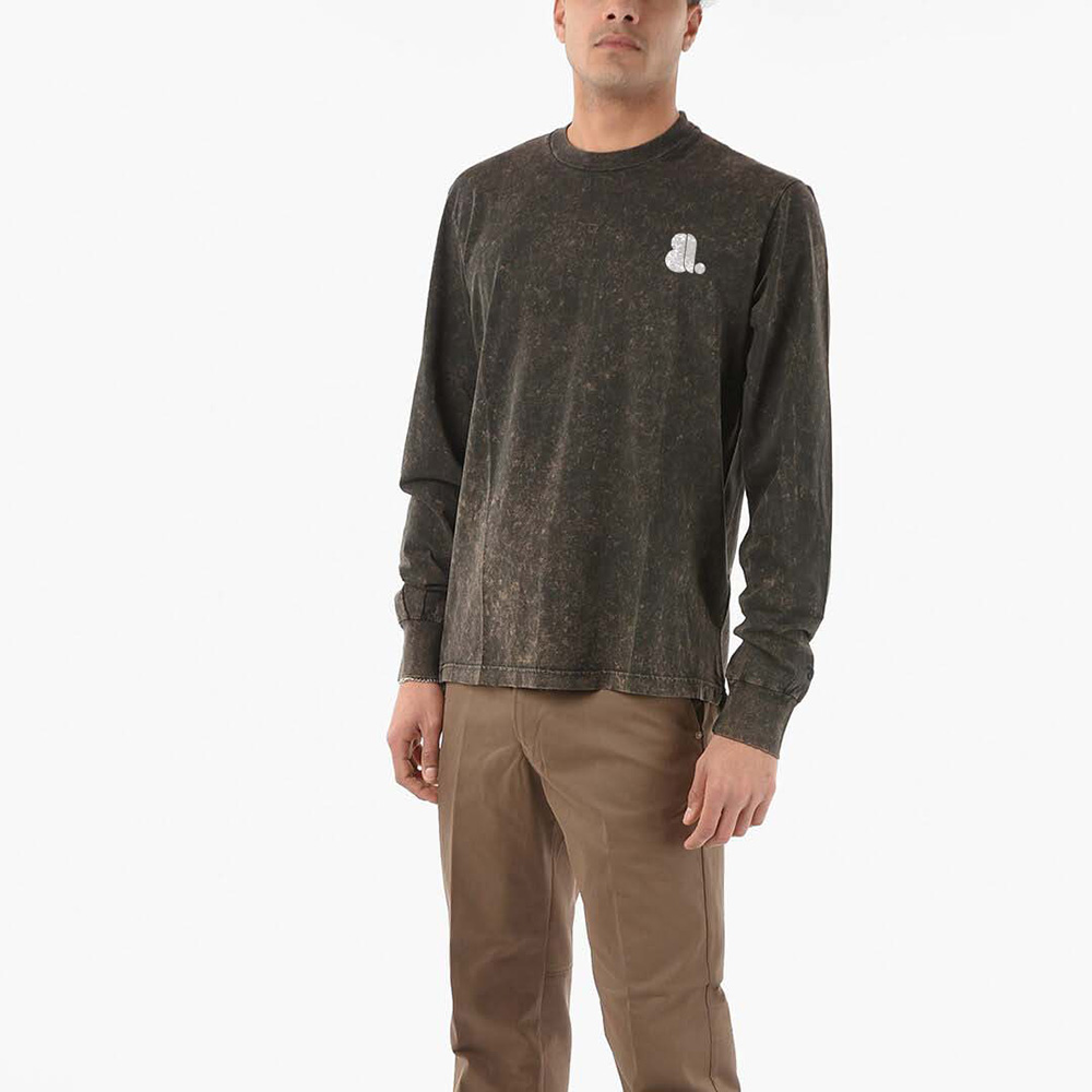 Men Acid Wash Oversize Long Sleeve Tee