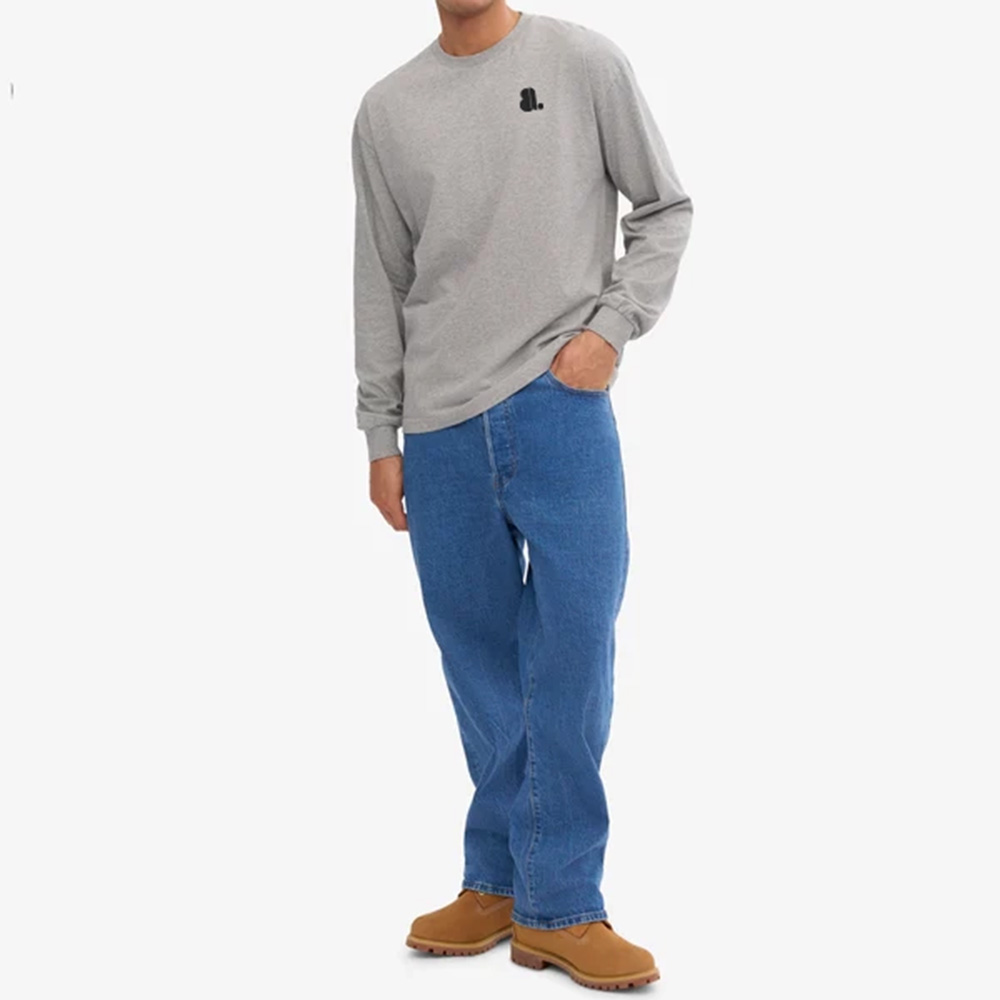 Men Solid Color Oversize Long Sleeve Tee