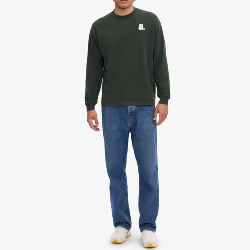 Men Solid Color Oversize Long Sleeve Tee